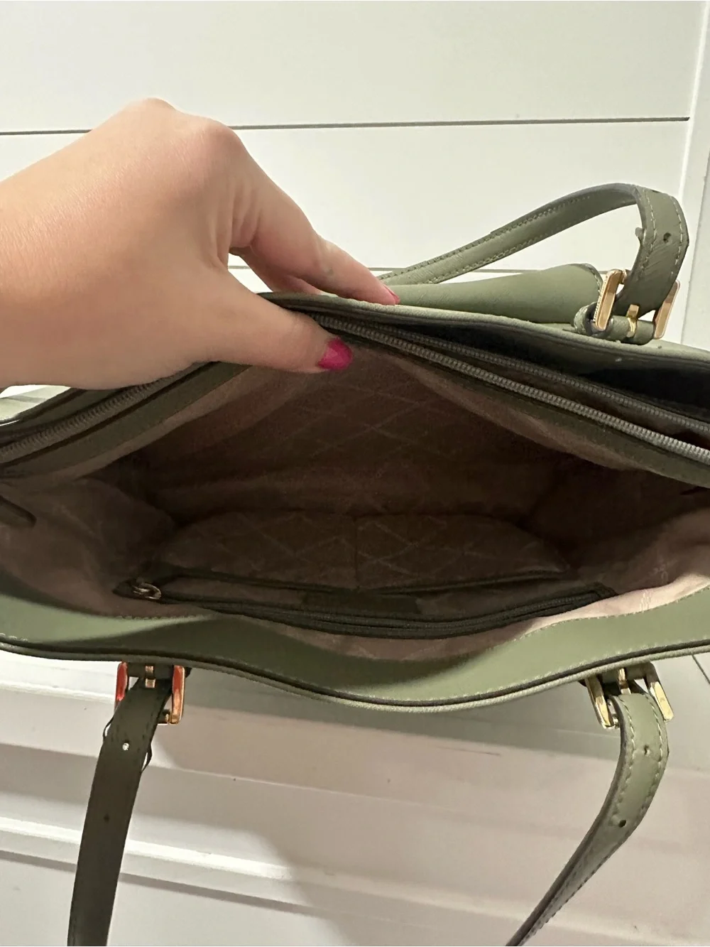 Michael Kors Olive Leather Tote with Matching Wristlet